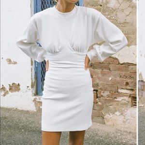 White ribbed sweatshirt dress